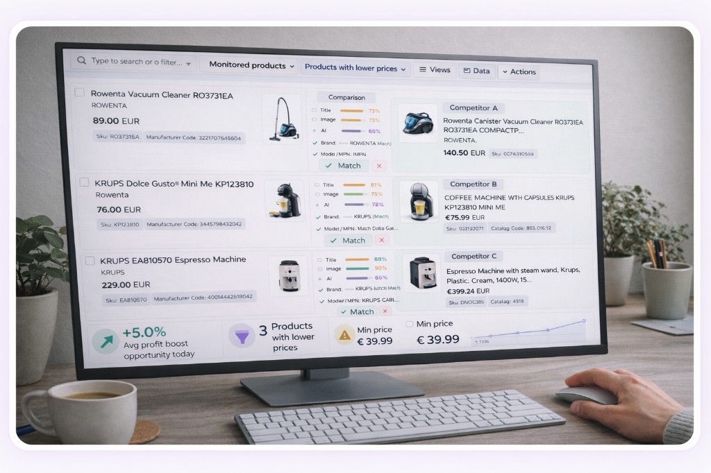 Pricemind dashboard on desktop
